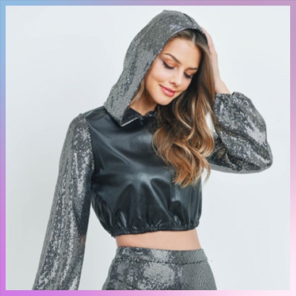 Shop 17 Metallic Hooded Crop Top Jacket